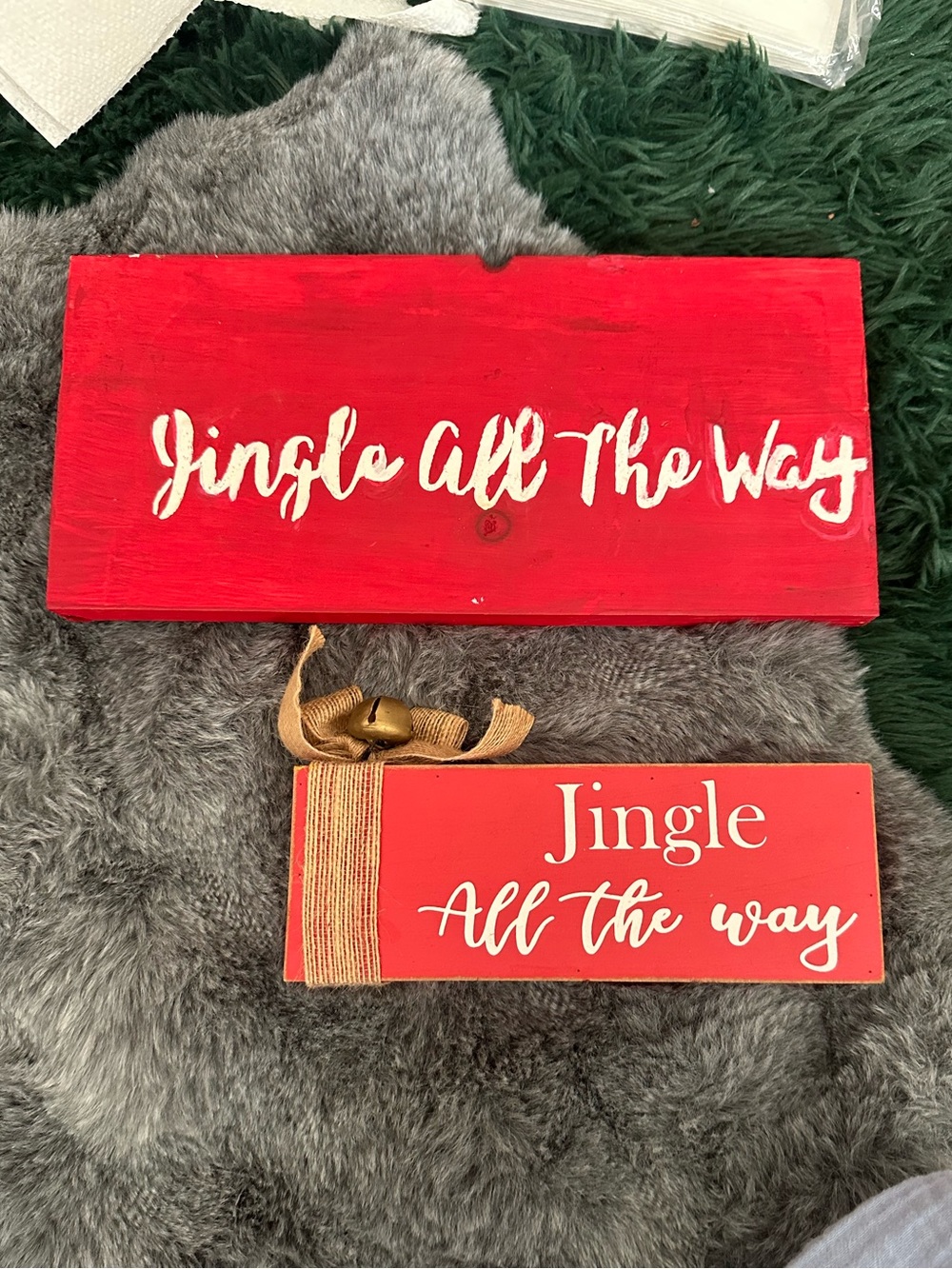 3/$25 ✨ Set of 2 Jingle All The Way Red Wood Christmas Signs Holiday Decor